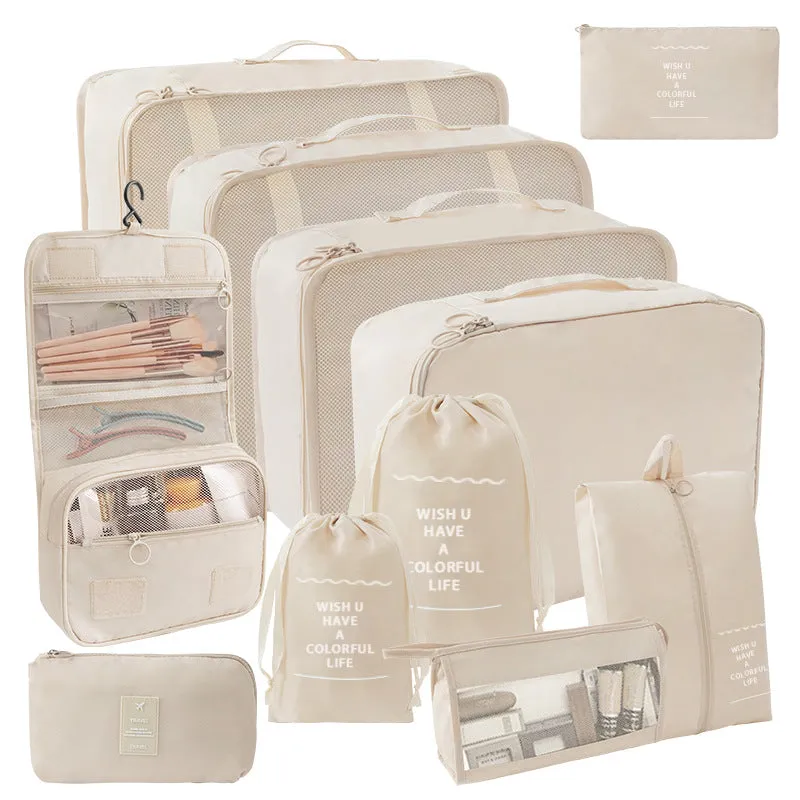 11 Pc Set Complete Travel Packing Organizers W/ Toiletry Bag