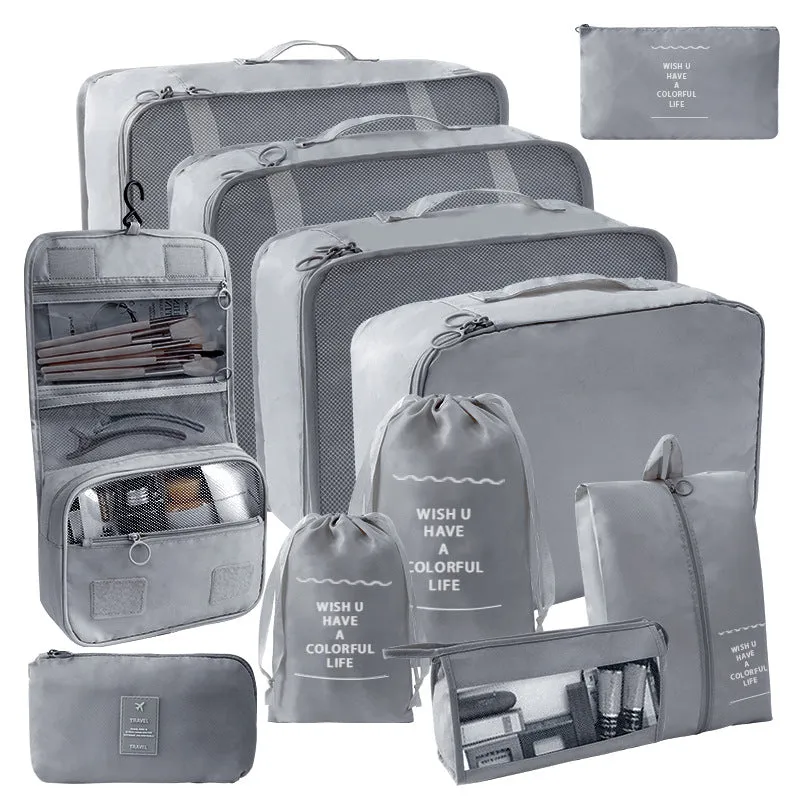 11 Pc Set Complete Travel Packing Organizers W/ Toiletry Bag