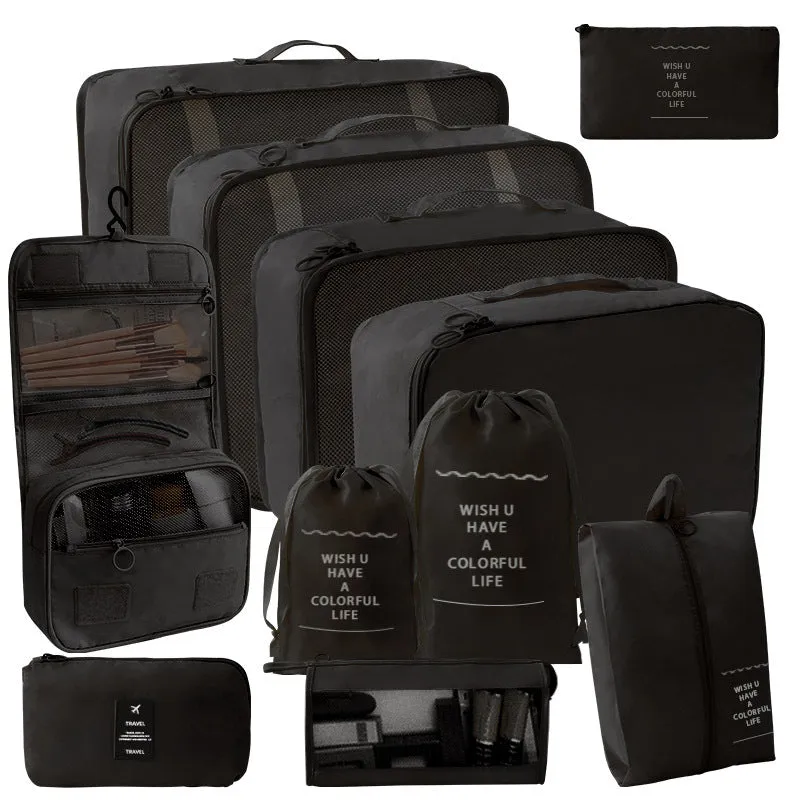 11 Pc Set Complete Travel Packing Organizers W/ Toiletry Bag