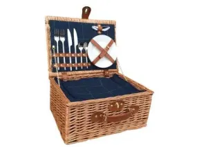 2 PERSON BLUE TWEED HAMPER