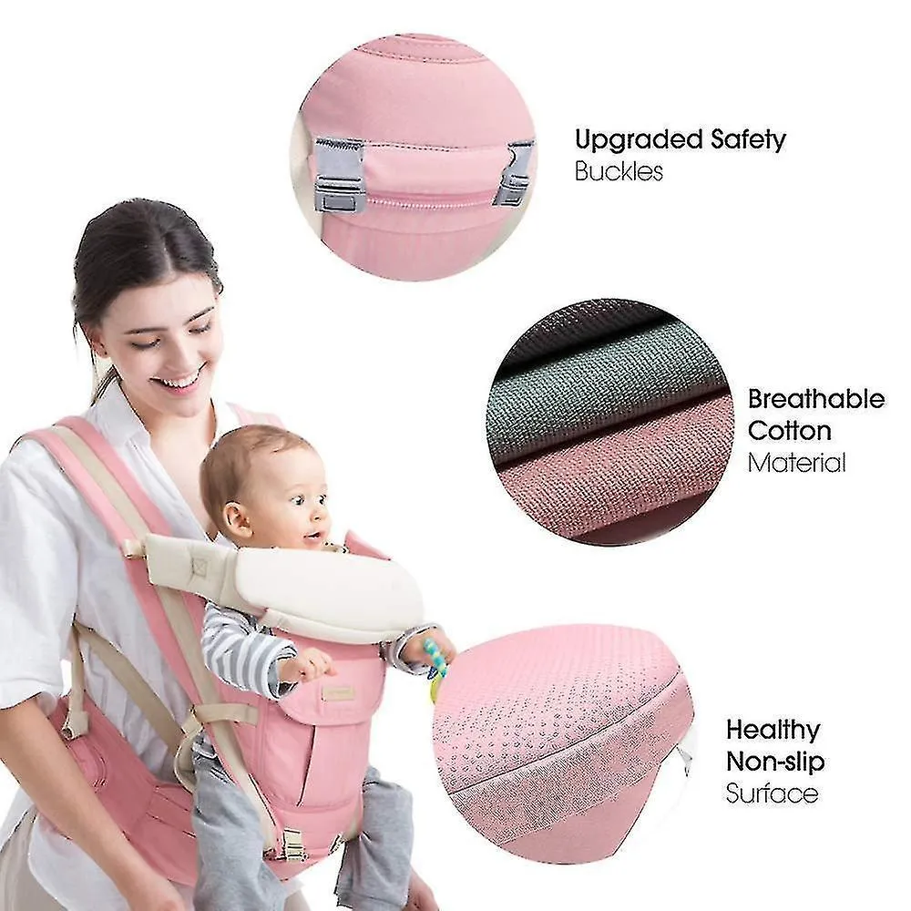 360 All Carry Positions Baby Carrier Baby Hip Seat Carrier（Pink）