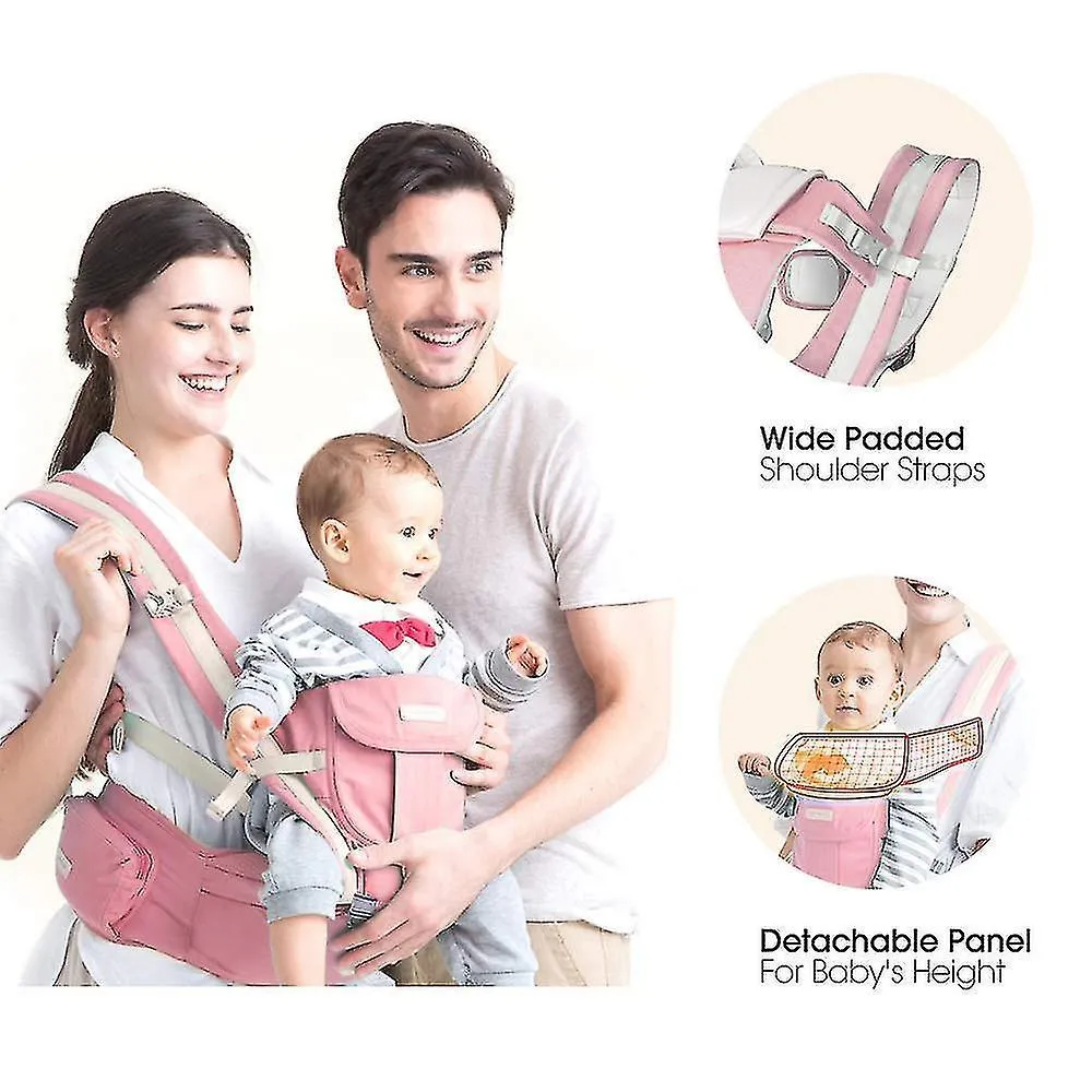 360 All Carry Positions Baby Carrier Baby Hip Seat Carrier（Pink）