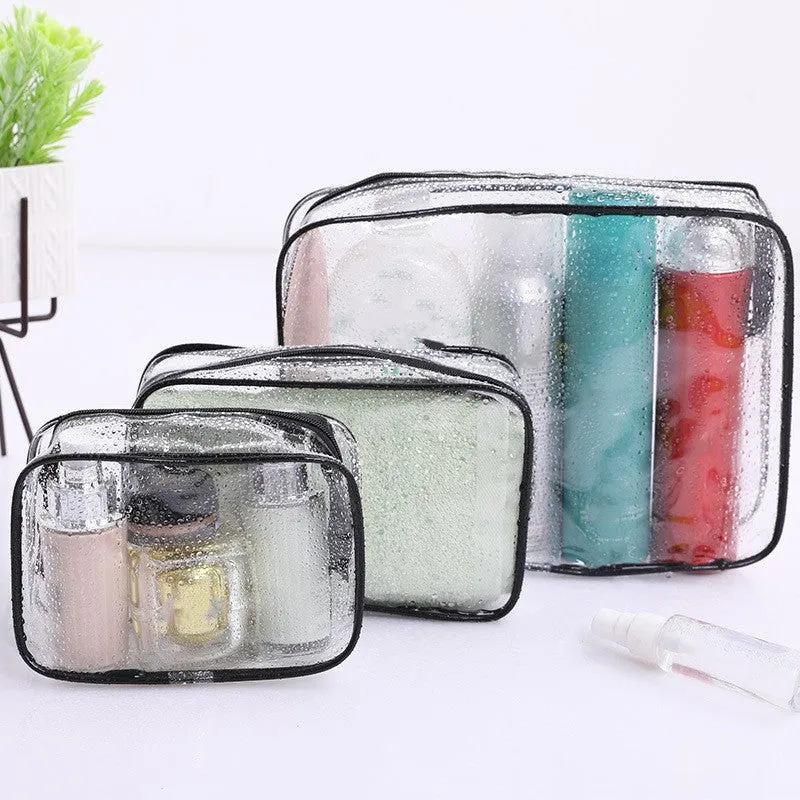 3Piece Clear Toiletry Bags Portable Waterproof Travel Storage