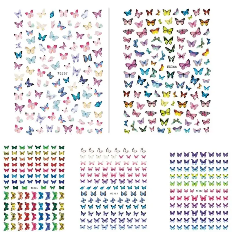 5 Pcs Butterfly Nail Art Stickers | 3D Self Adhesive Butterflies Nail Decals Nail Decoration Stickers For Gel Polish Acrylic Nails