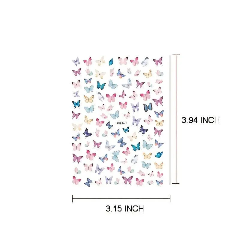 5 Pcs Butterfly Nail Art Stickers | 3D Self Adhesive Butterflies Nail Decals Nail Decoration Stickers For Gel Polish Acrylic Nails