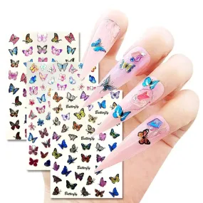 5 Pcs Butterfly Nail Art Stickers | 3D Self Adhesive Butterflies Nail Decals Nail Decoration Stickers For Gel Polish Acrylic Nails