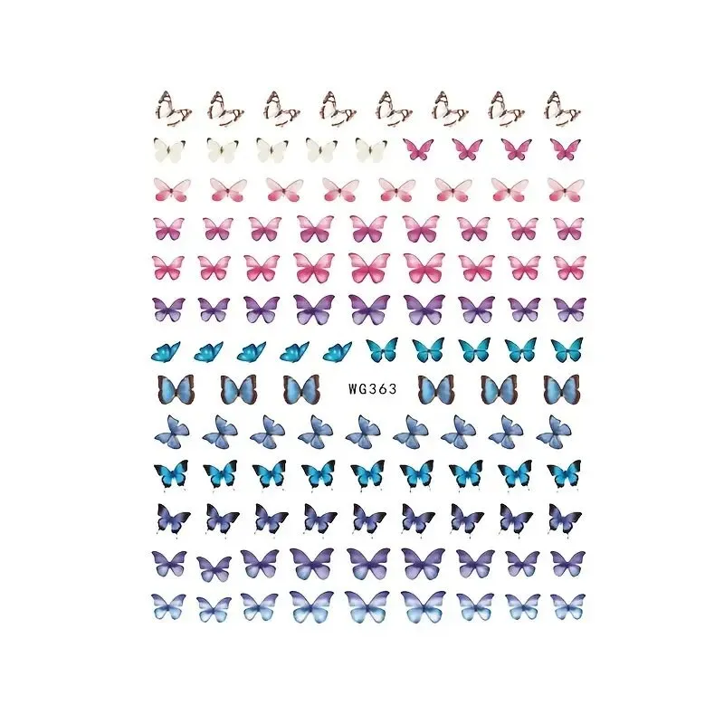 5 Pcs Butterfly Nail Art Stickers | 3D Self Adhesive Butterflies Nail Decals Nail Decoration Stickers For Gel Polish Acrylic Nails