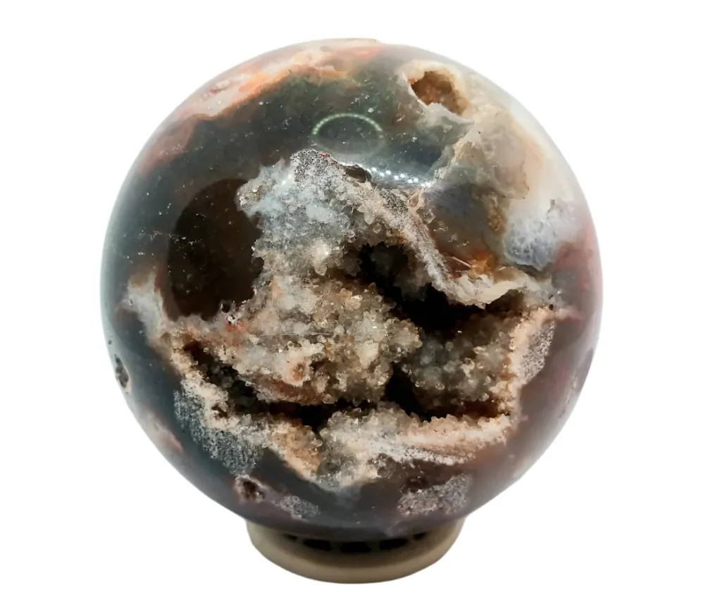 532G Red Moss Agate Crystal Sphere