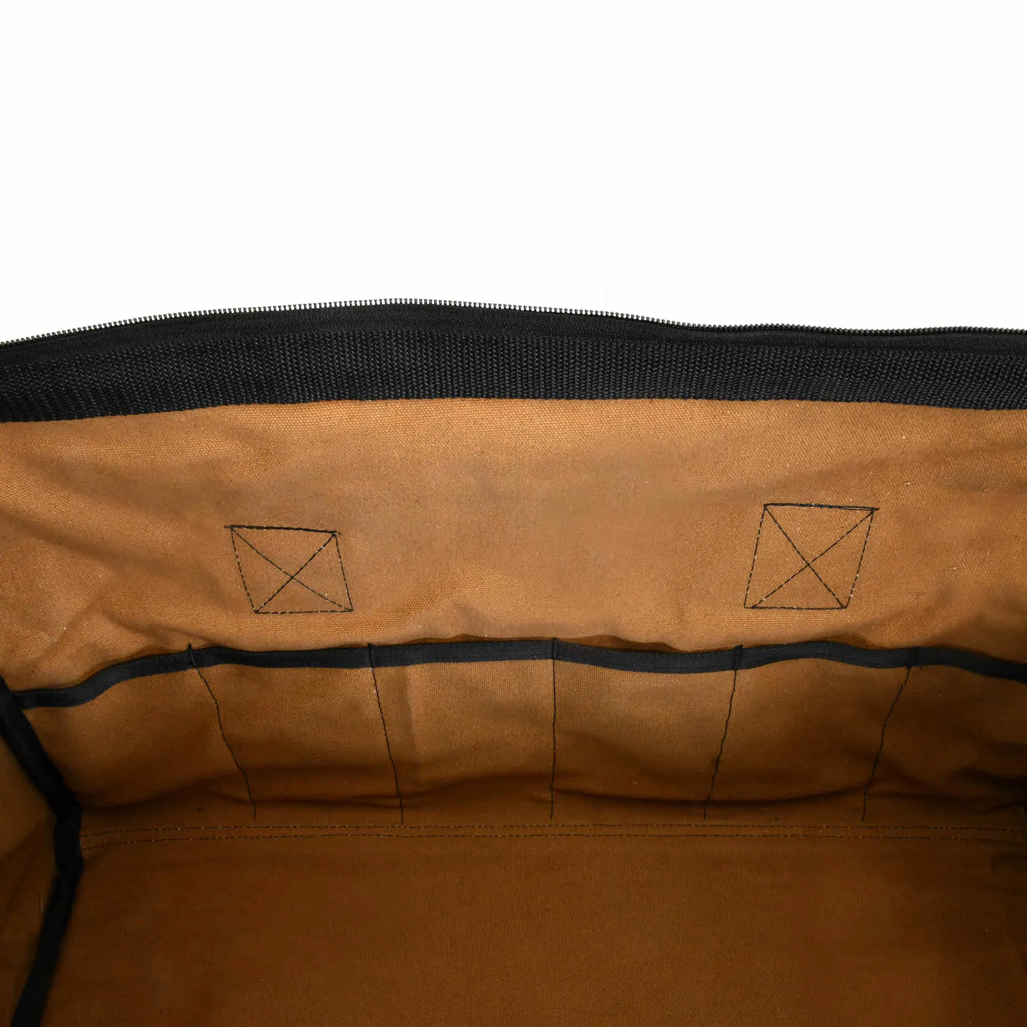 97012 - 25 Pocket 20 Inch Wide Mouth Tool Storage Bag in Brown Waterproof Canvas | Style n Craft