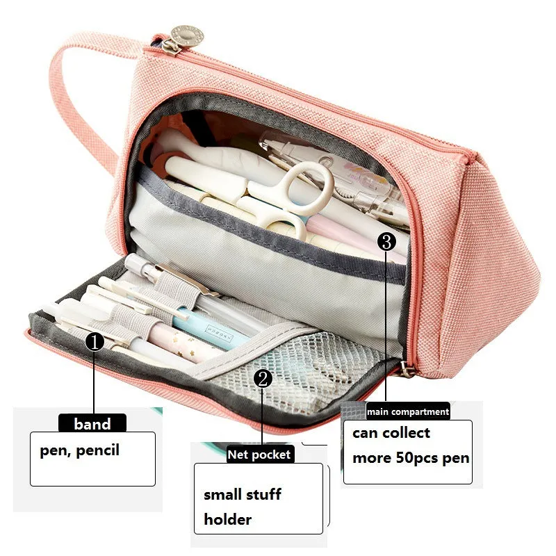 A Pencil Case Multifunctional Large Capacity Cotton and Linen Pencil Bag Pencil Case