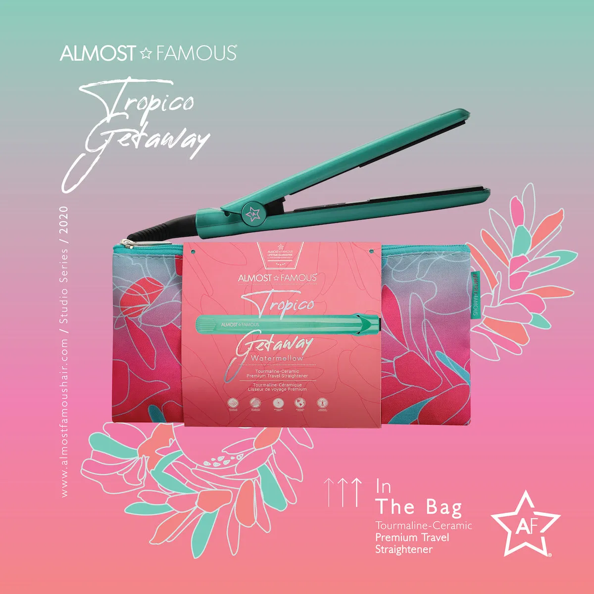 Almost Famous 0.5" Tropico Getaway Mini Travel Flat Iron Designer Bag