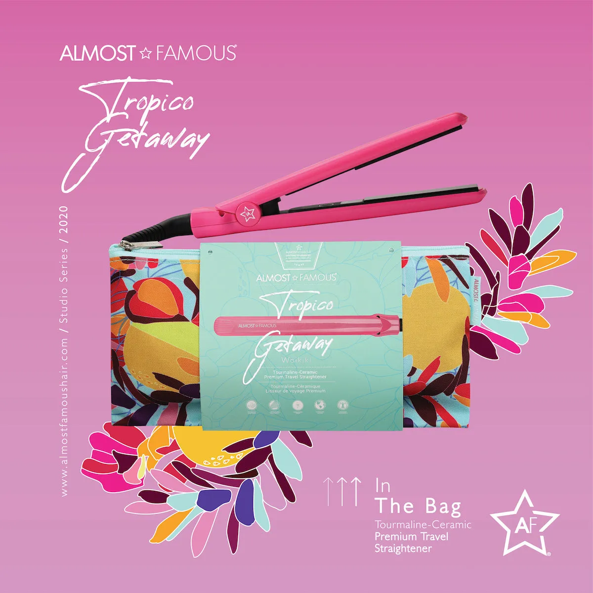 Almost Famous 0.5" Tropico Getaway Mini Travel Flat Iron Designer Bag