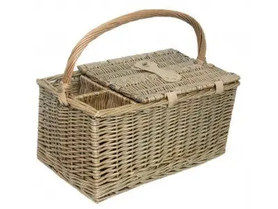 ANTIQUE WASH LIDDED 2 PERSON HAMPER