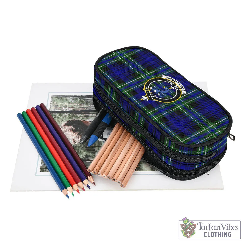 Arbuthnot Modern Tartan Pen and Pencil Case with Family Crest