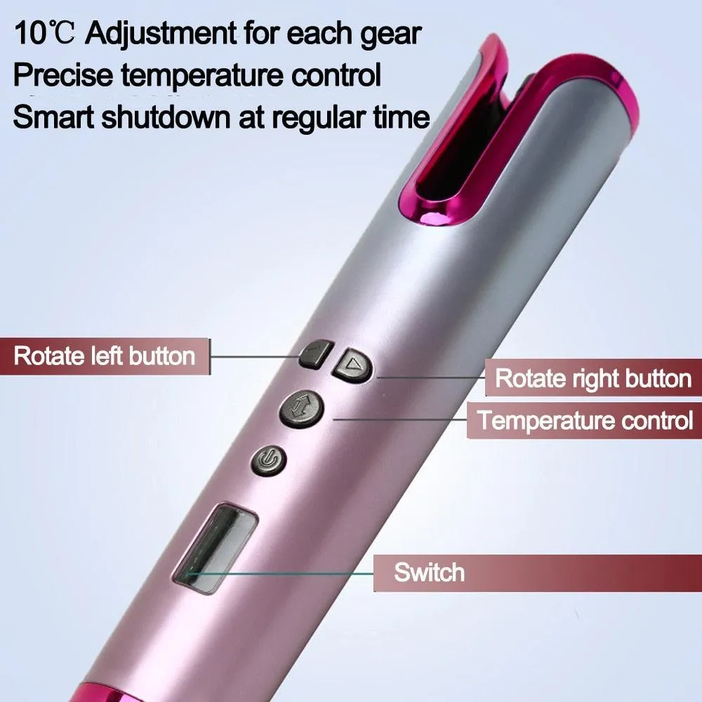 Automatic Hair Curler Wireless Rotating Curling Iron Portable LED