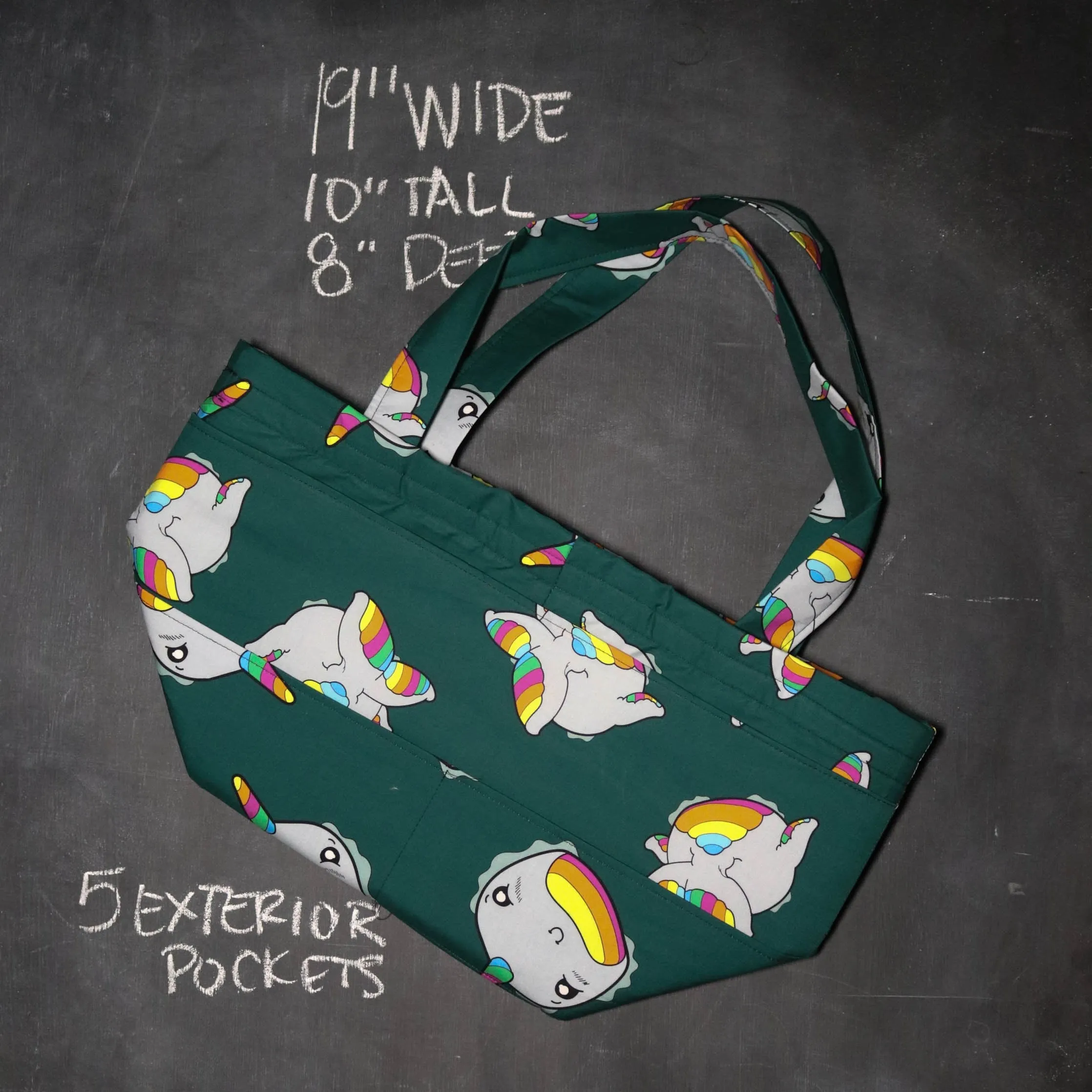 Barrel Tote Bag in Rainbow Narwhal Butts