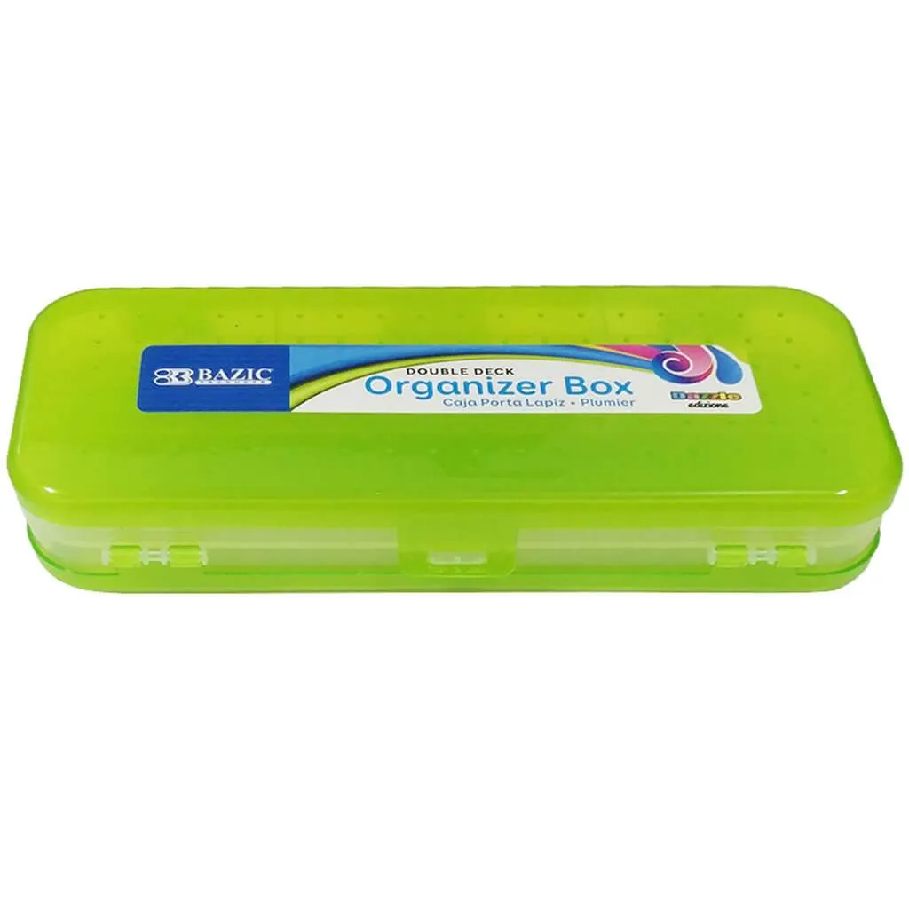 Bazic Pencil Case Bright Color Double Deck Organizer Box 8in