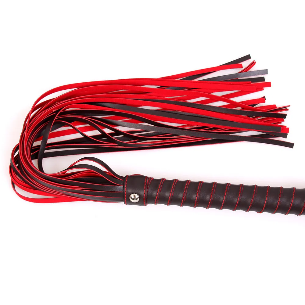 Black and Red Faux Leather Fetish Flogger