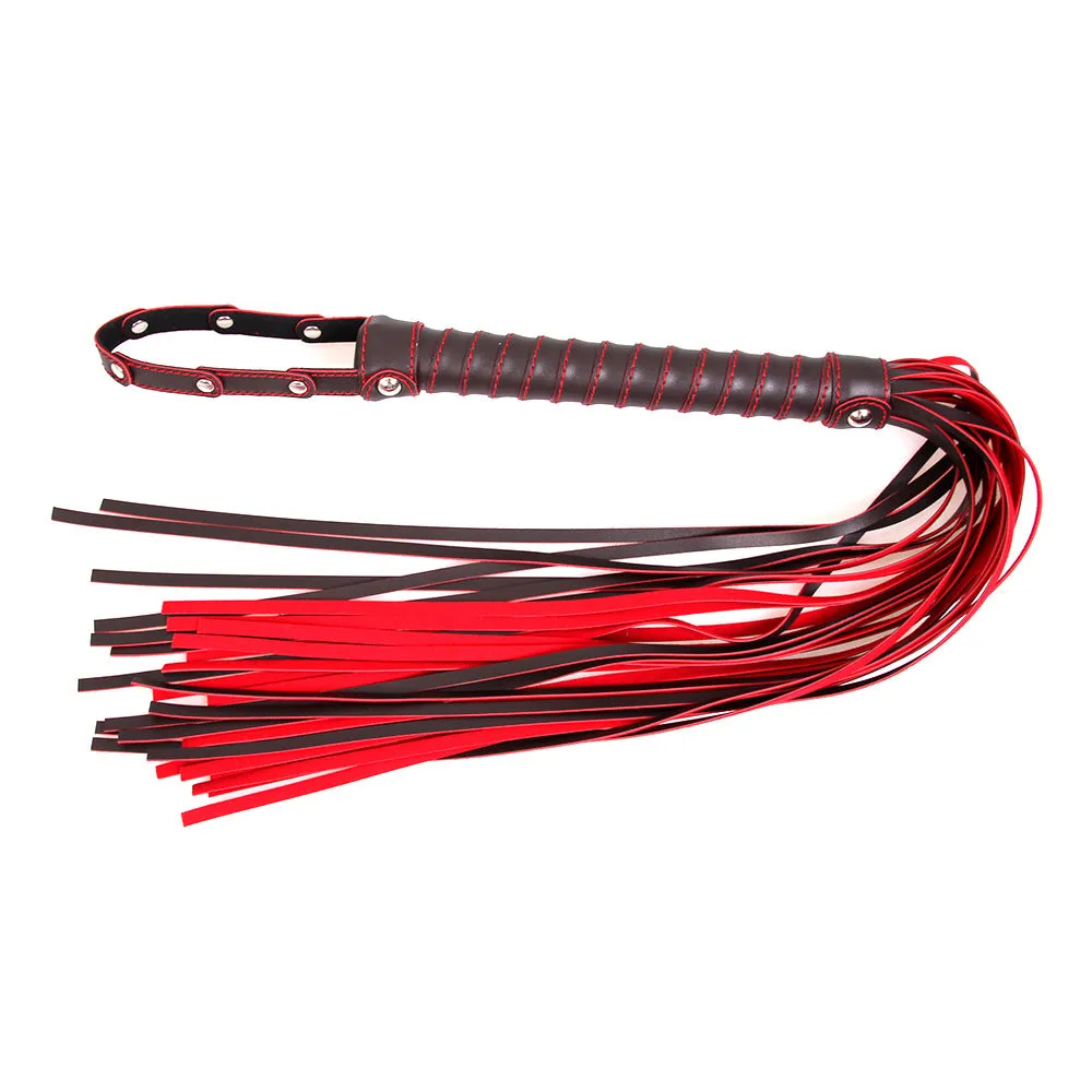 Black and Red Faux Leather Fetish Flogger