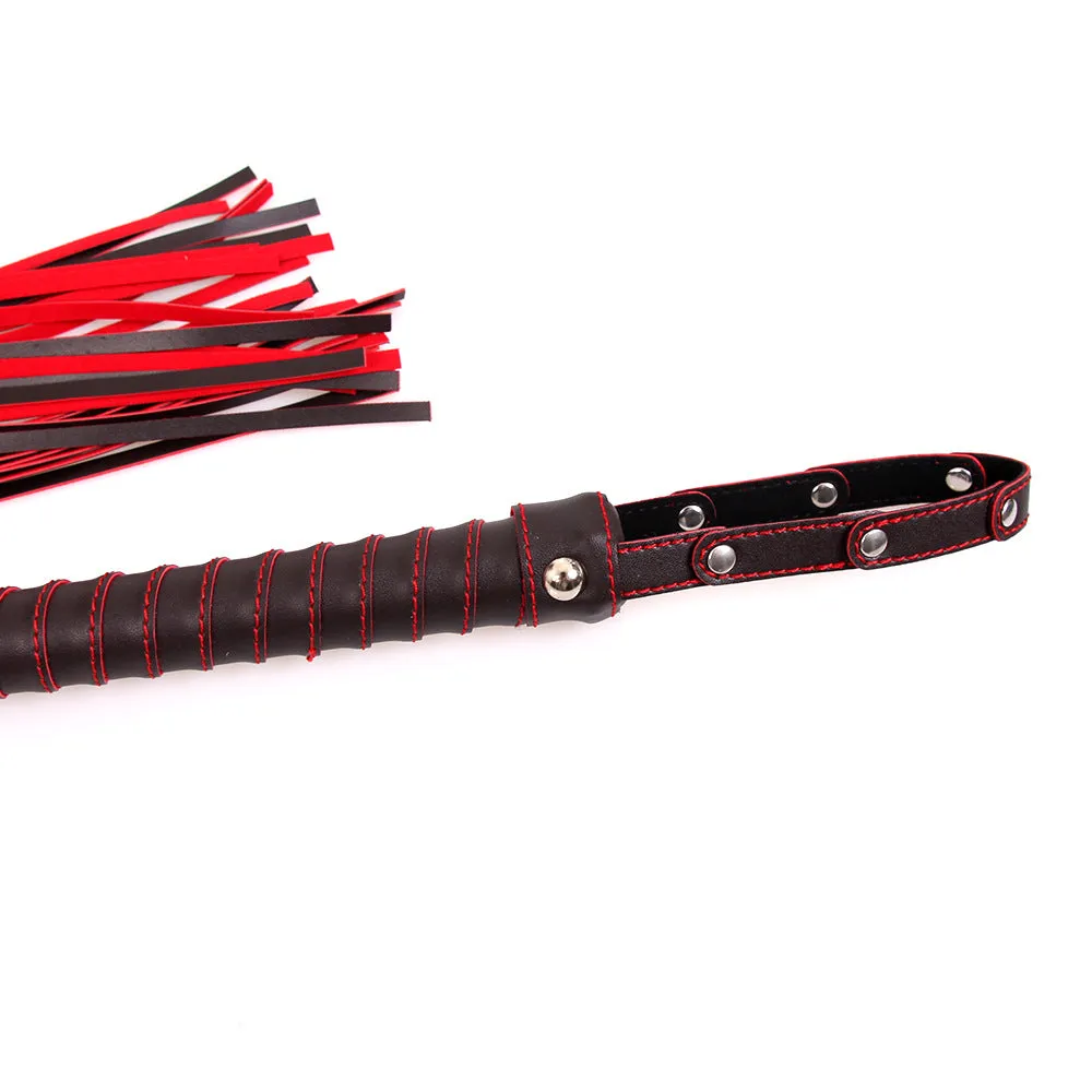 Black and Red Faux Leather Fetish Flogger