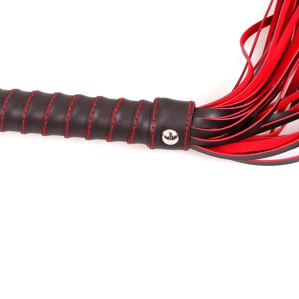 Black and Red Faux Leather Fetish Flogger