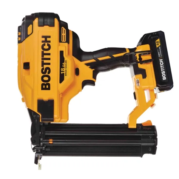 Bostitch BCN680D1 Brad Nailer Kit, Battery Included, 20 V, 2 Ah, 110 Magazine, 18 ga Nail, Brad Nail Fastener