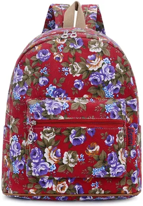 Bravo Floral (14 Inch) School Backpack - Floral Red