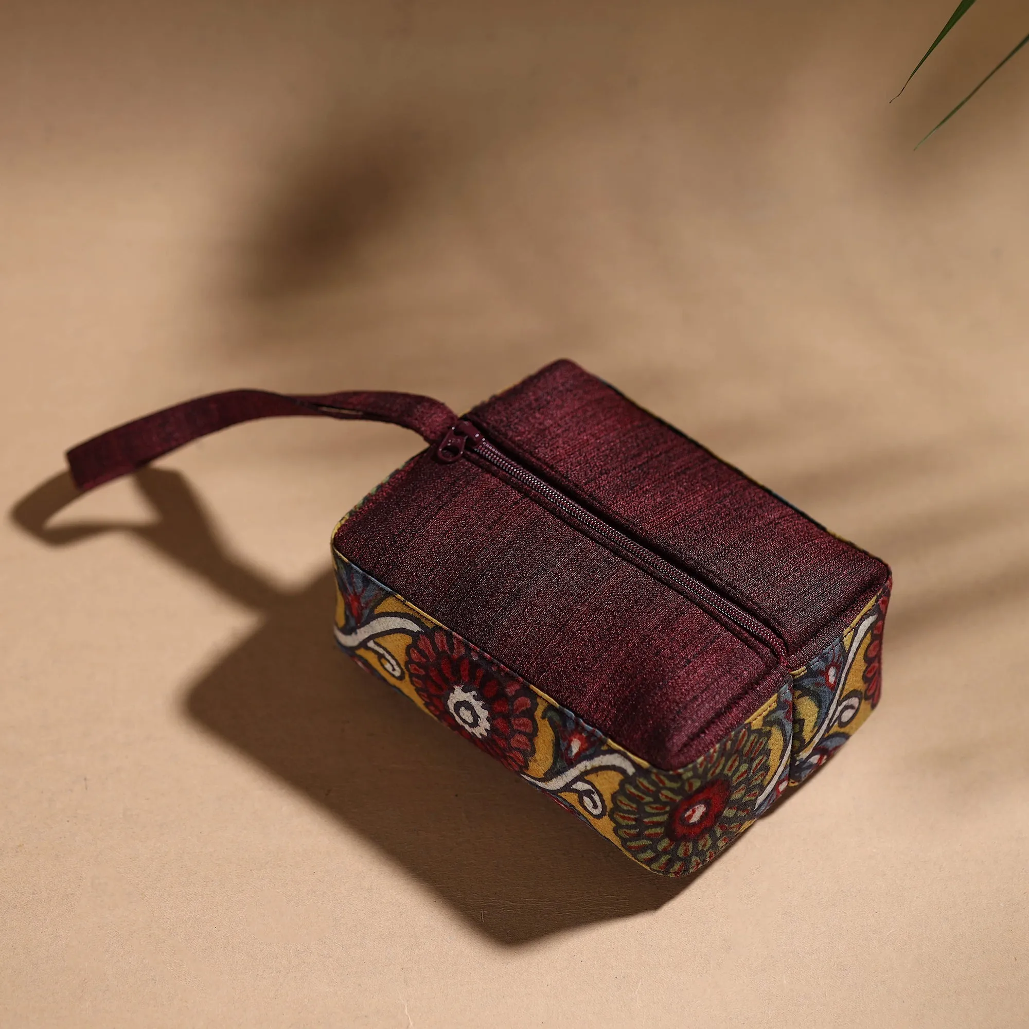 Brown - Handpainted Kalamkari Multipurpose Cosmetic/Toiletry Bag 09