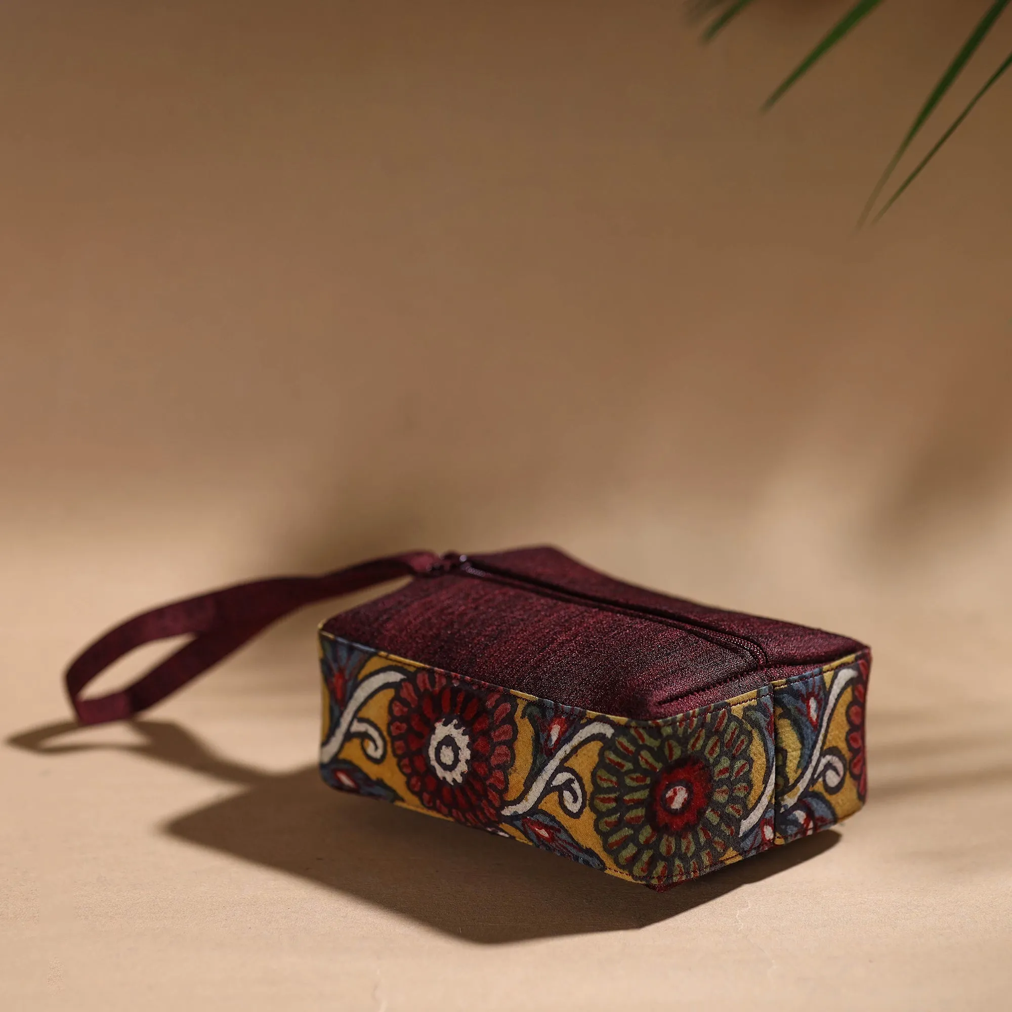 Brown - Handpainted Kalamkari Multipurpose Cosmetic/Toiletry Bag 09