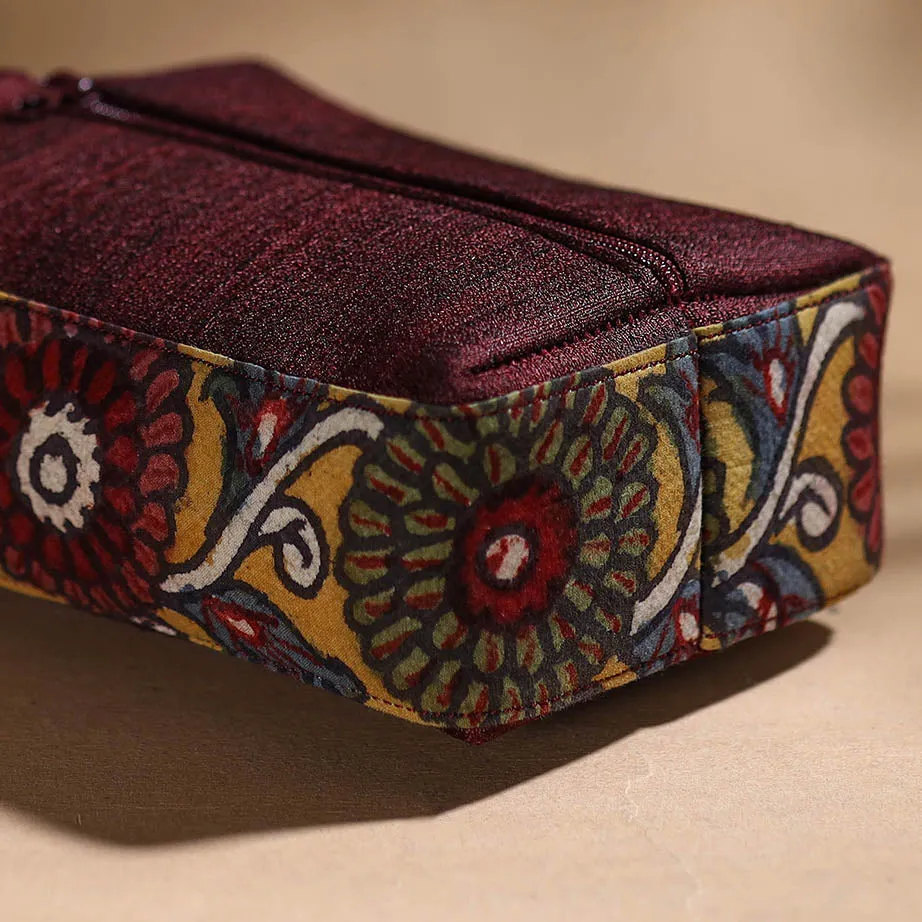 Brown - Handpainted Kalamkari Multipurpose Cosmetic/Toiletry Bag 09