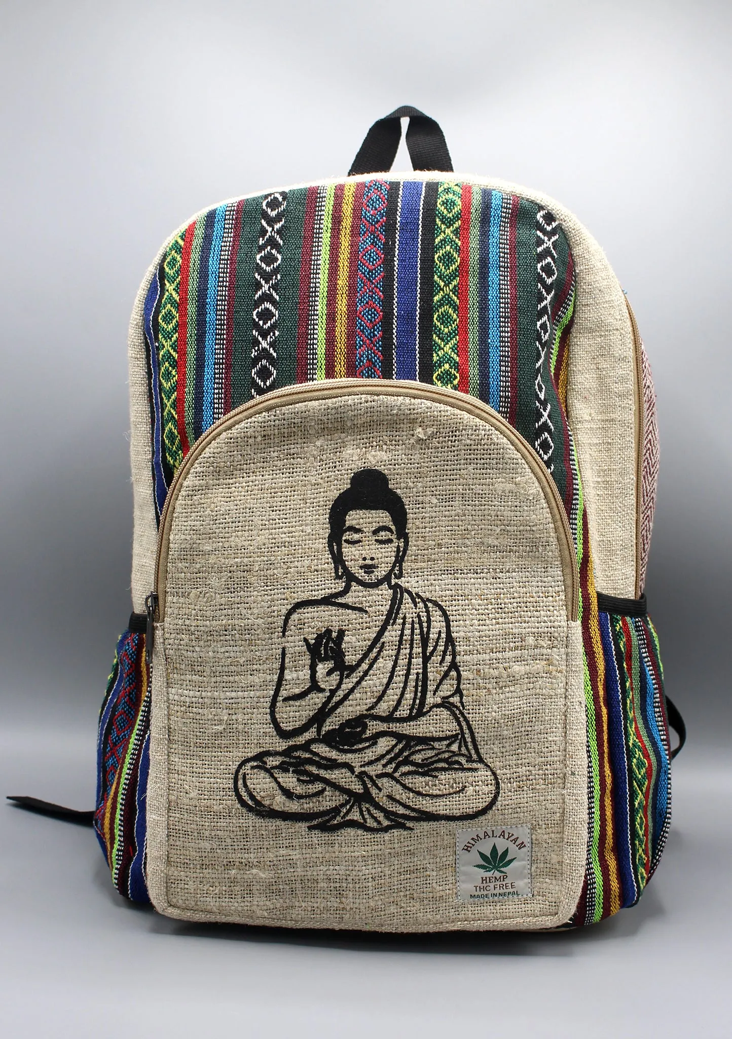 Buddha Printed Cotton Mixed Hemp Backpack