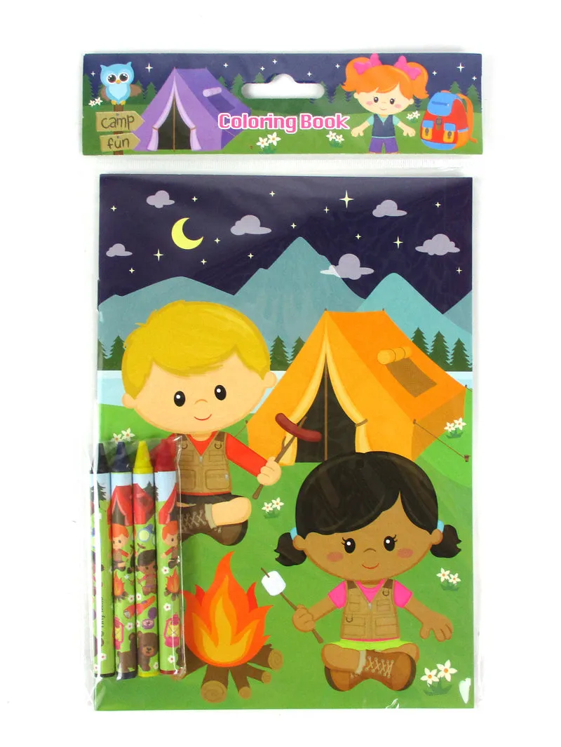 Camping Wilderness Coloring Books with Crayons Party Favors - Set of 6 or 12