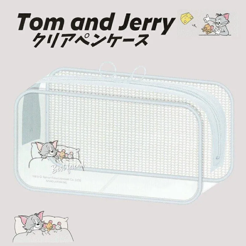 Cute Model x Tom & Jerry Pen Case Plaid Pen Case Transparent Pen Case Square Pen Case 301122