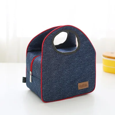 Denim Lunch Bag Kid Bento Box Insulated Pack Picnic Drink Food Thermal Ice Cooler Leisure Accessories Supplies Product