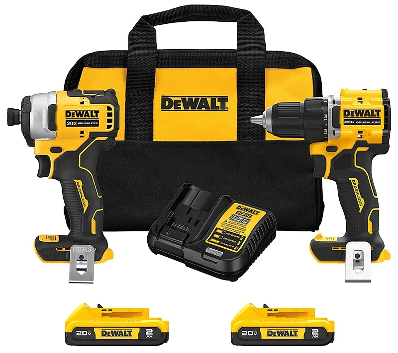 DeWALT DCK225D2 Brushless Combo Kit, Battery Included, 2-Tool, 2 Ah, 20 V, Lithium-Ion :EA: QUANTITY: 1