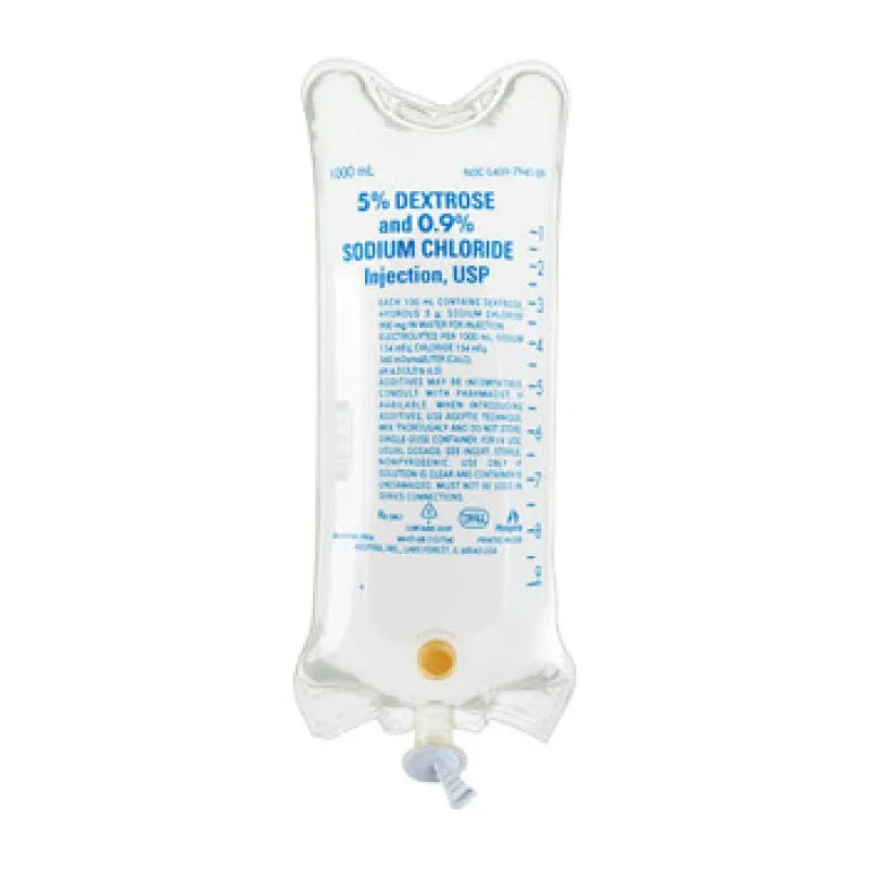 Dextrose 5% and 0.9% Sodium Chloride IV Solution, 1000 mL Bag, 12/cs   (Rx)