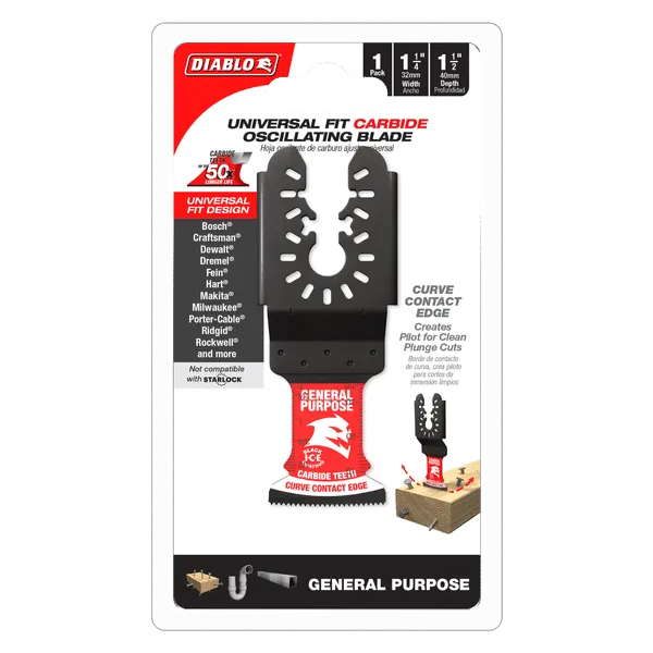 Diablo 1-1/4" AMPED Demo Demon Universal Fit Carbide Teeth Oscillating Blade for General Purpose Cuts