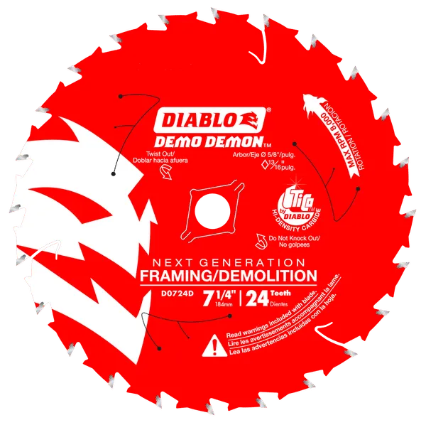 Diablo 7-1/4" x 24-Teeth Demo Demon Framing/Demolition Saw Blade for Wood - 10 Pcs