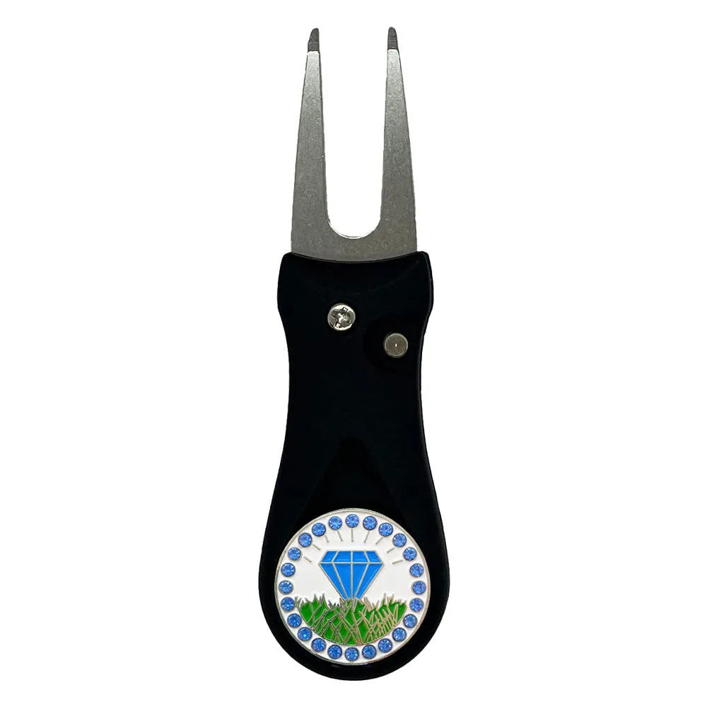 Diamond In The Rough (Blue) Golf Ball Marker With Colored Divot Repair Tool