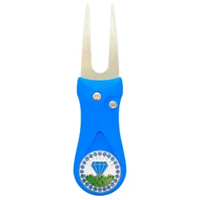 Diamond In The Rough (Blue) Golf Ball Marker With Colored Divot Repair Tool