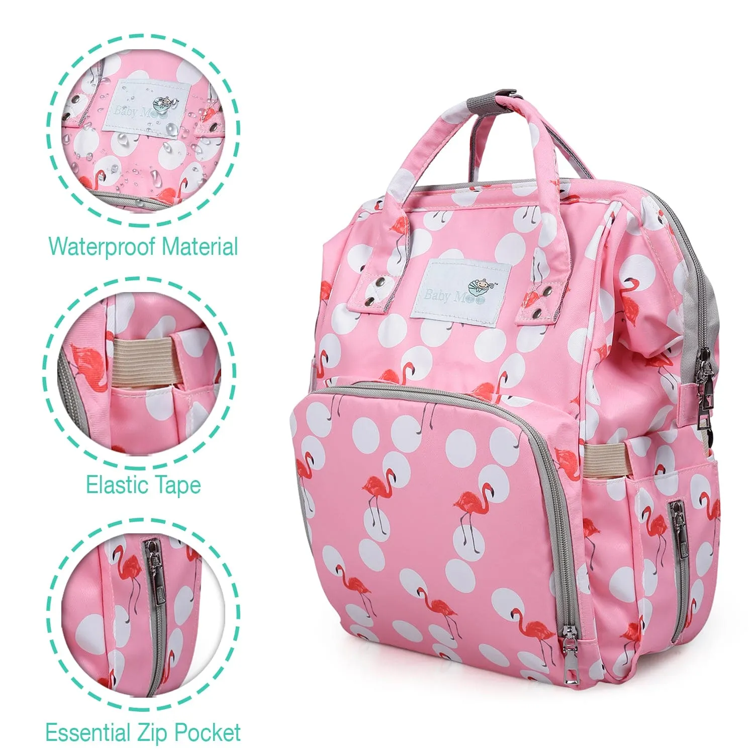 Diaper Bag 
Maternity Backpack Flamingo Pink