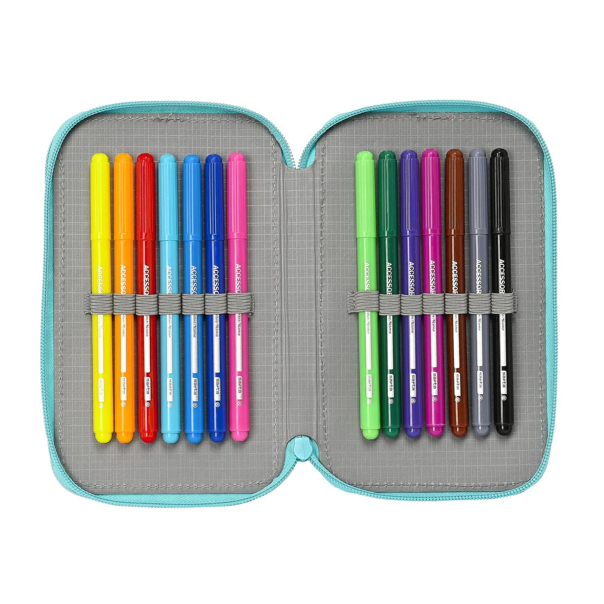 Double Pencil Case The Bellies White Purple Turquoise 12.5 x 19.5 x 4 cm (28 Pieces)