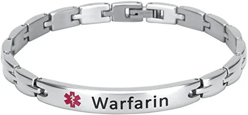 Elegant Surgical Grade Steel Medical Alert ID Bracelet - Women's / Warfarin