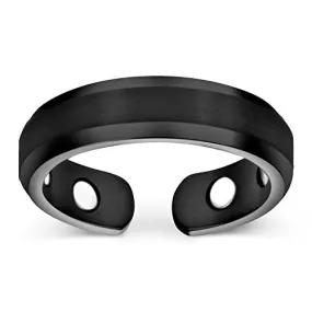 Elegant Titanium Magnetic Therapy Ring - Black, Size 13