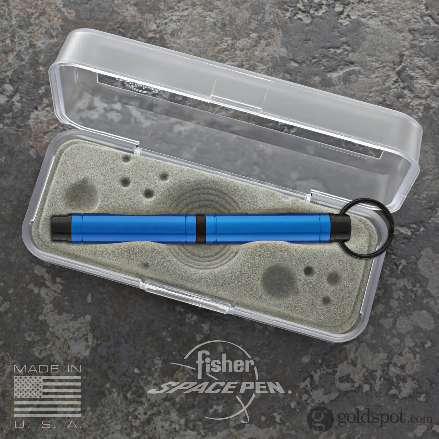 Fisher Space Pen Backpacker Ballpoint Pen in Blue Anodized Aluminum with Key Chain