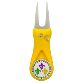 Fleur-de-lis Golf Ball Marker With Colored Divot Repair Tool