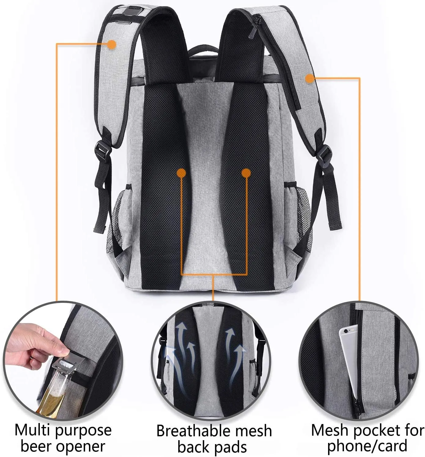 FORICH Insulated Waterproof Backpack Cooler Bag - Perfect for Work, Picnics, and More! Holds 30 Cans