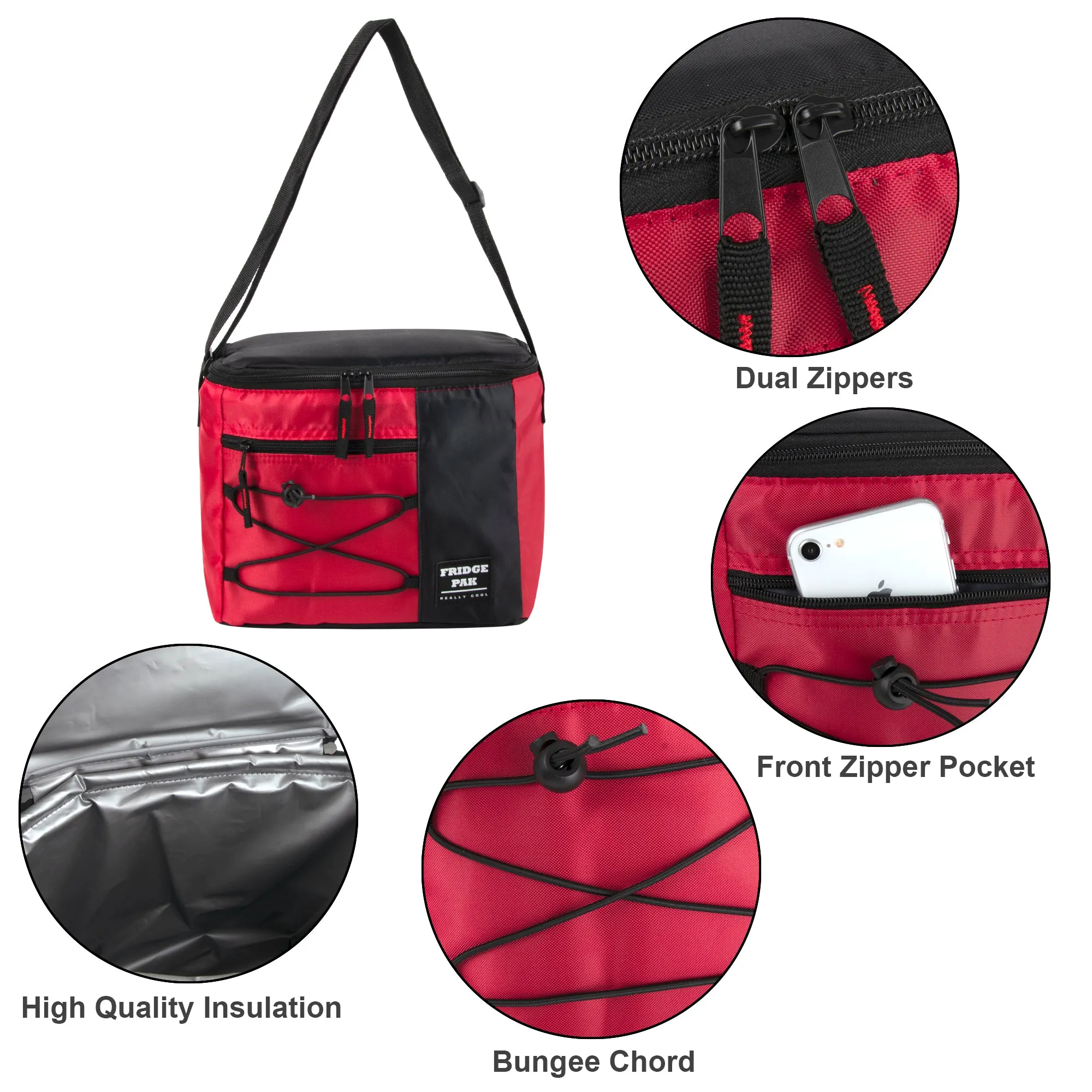 Fridge Pak 12-Can Bungee Cooler Bag - 4 Colors