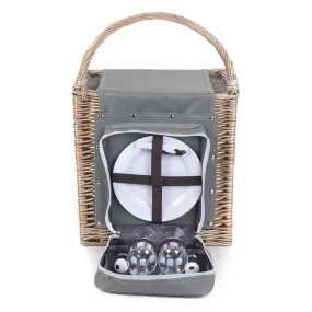 Fully Fitted Picnic Basket Hamper in Grey Two Person 098 by Willow