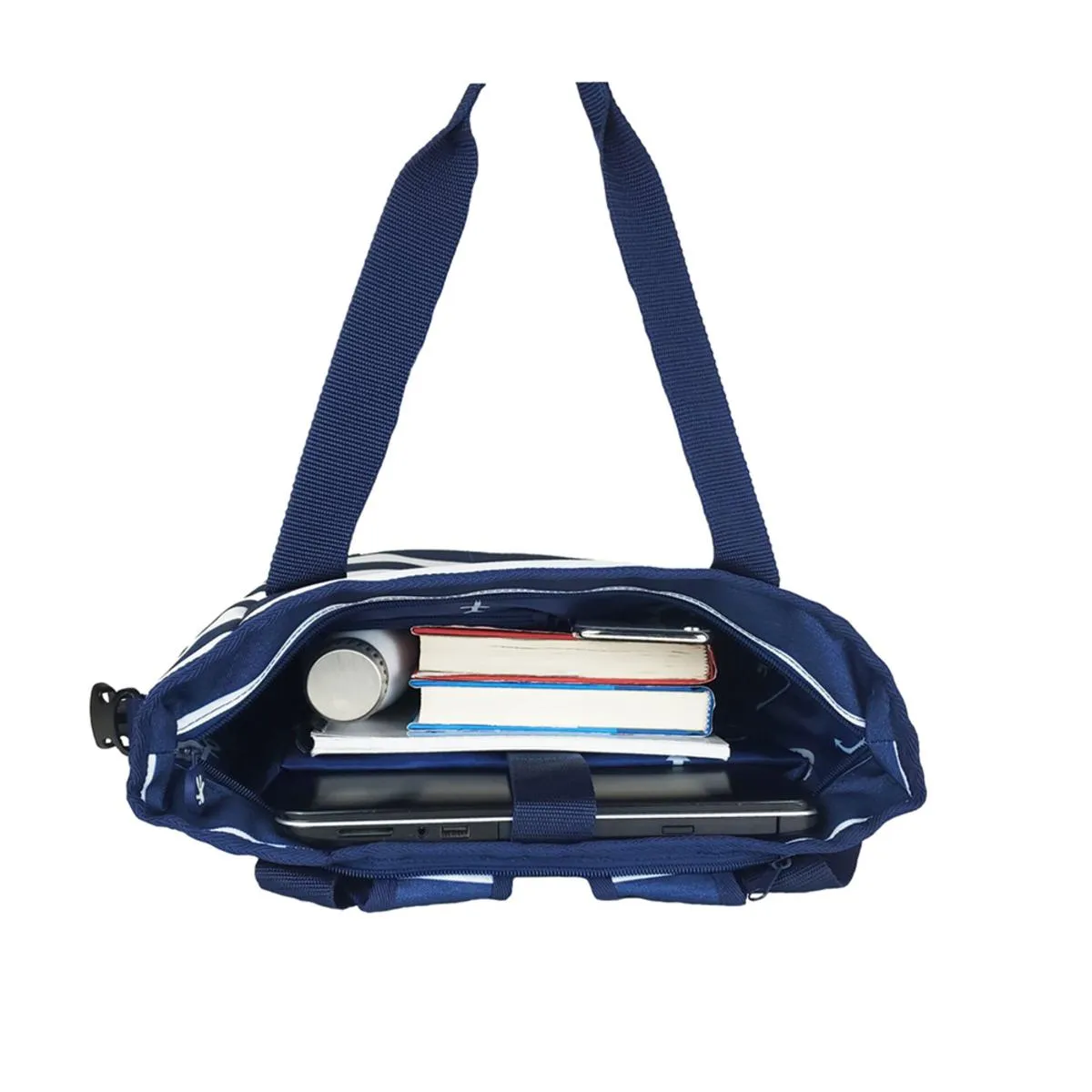 Geckobrands Convertible Tote & Backpack - Blue/White Stripe